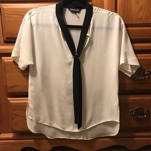 Express sheer tie neck top
